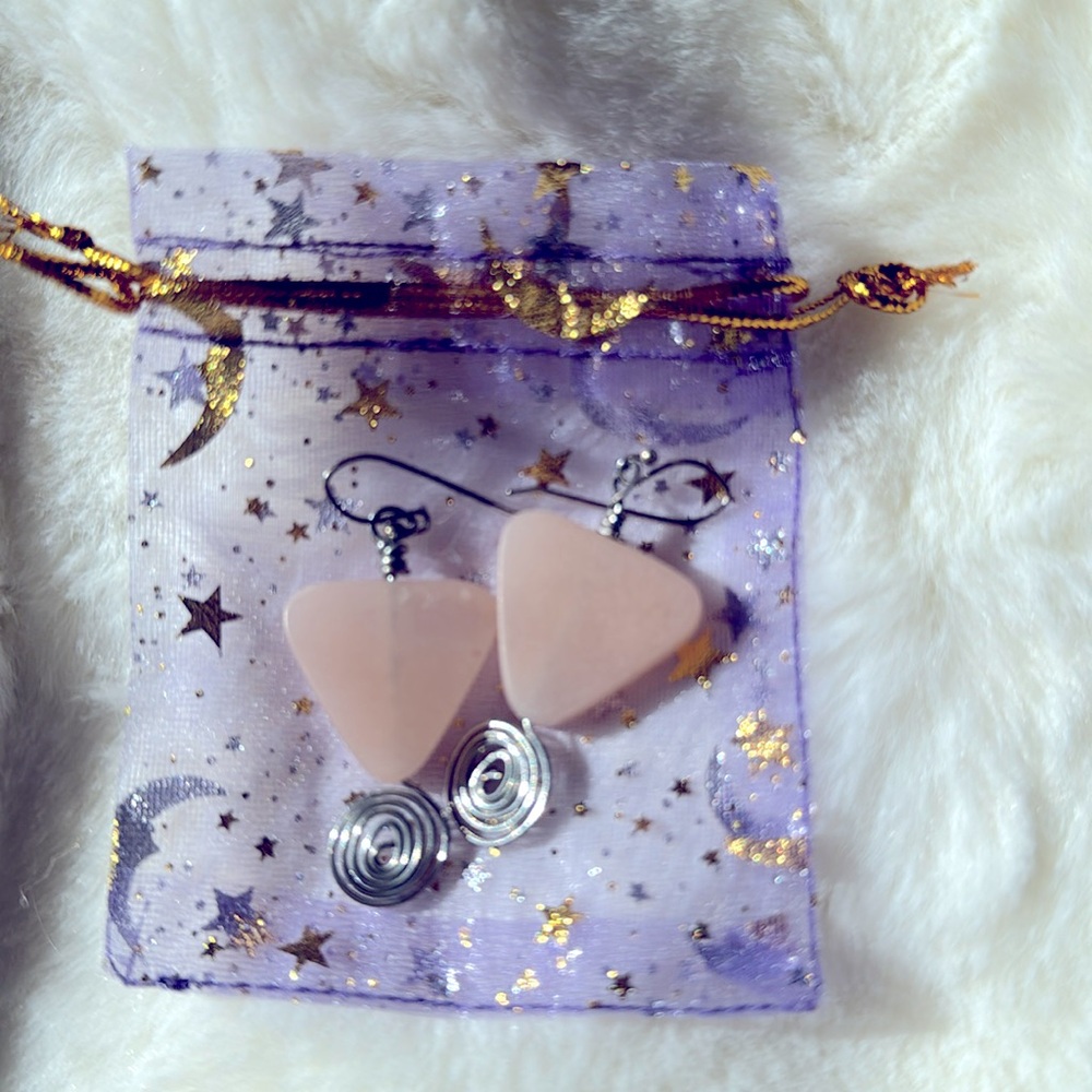 Rose Quartz Spiral Energy Earrings